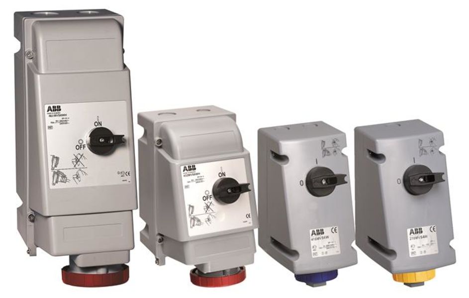 ABB 2125MVS1WH Switched interlocked socket-outlet, vertical, Heavy Duty, 1h, 125A, IP67, 2P+E Product Image