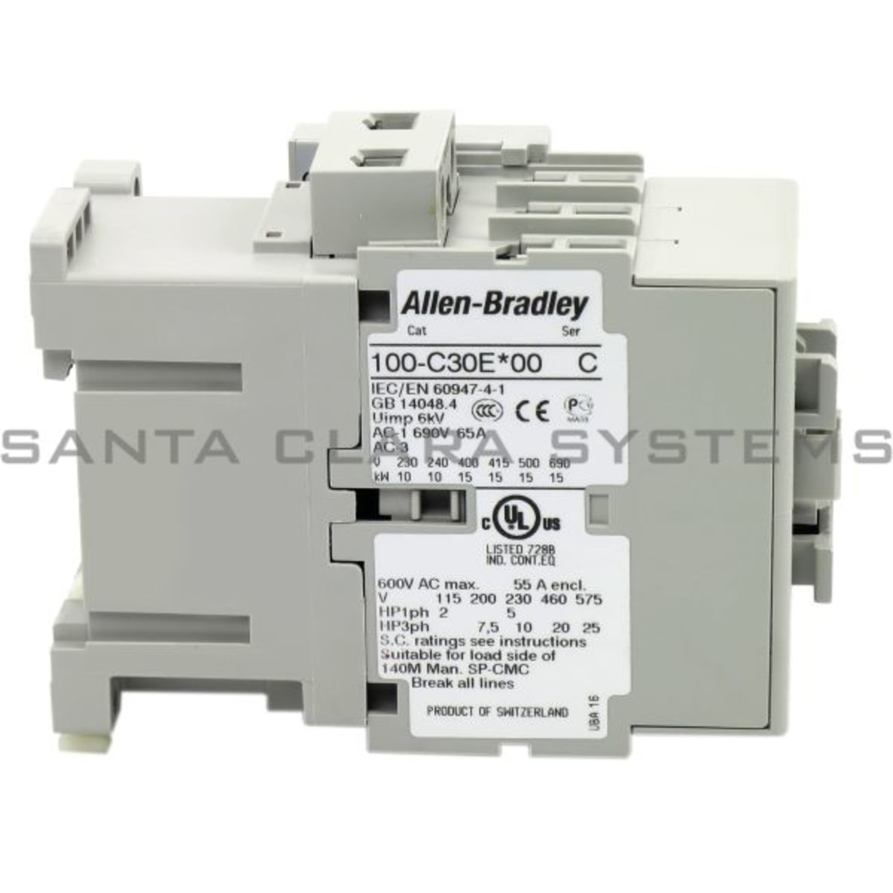 Allen Bradley 100-C30*00 Ser C 600VAC Contactor W/193-EECB 1.0-5.0