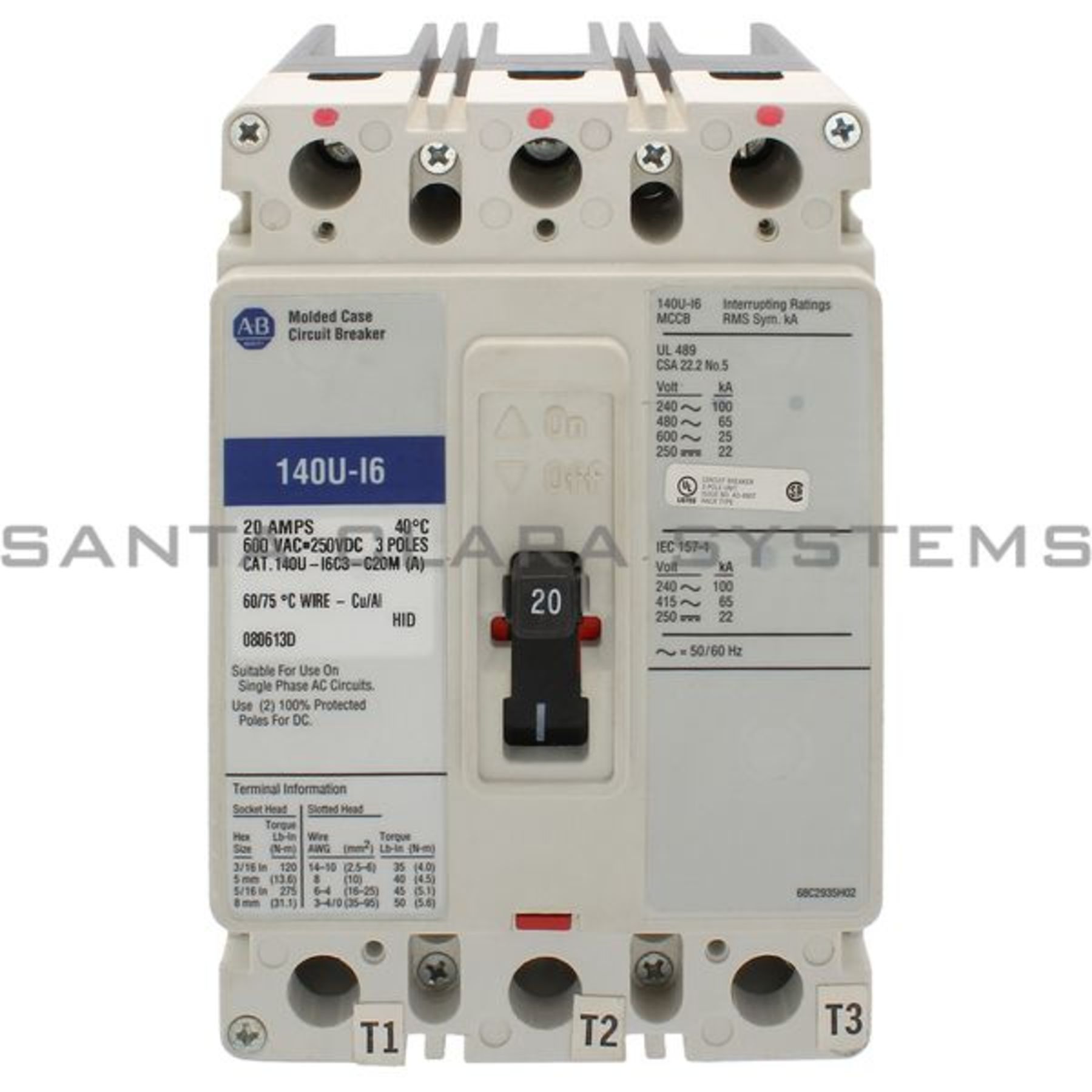140U-I6C3-C20M Allen Bradley Circuit Breaker - Santa Clara