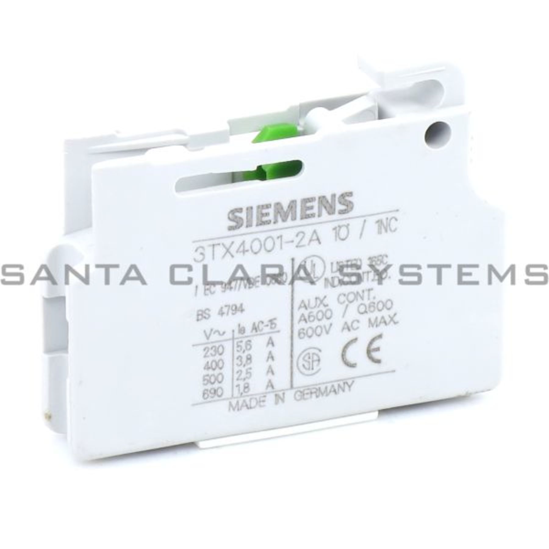 SIEMENS 3TX4001-2A AUXILIARY CONTACT BLOCK 