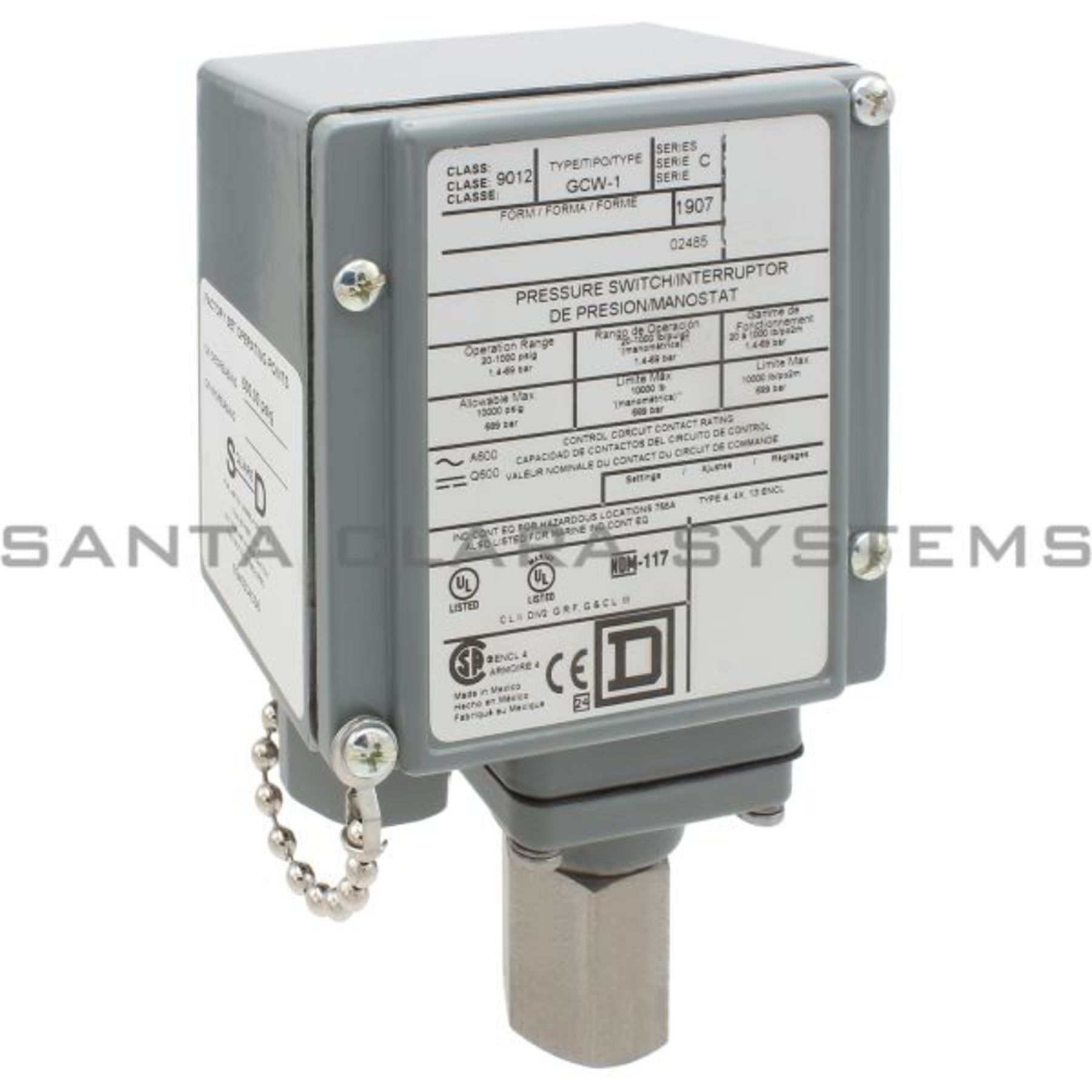 Square D 9012 GAW-5 C Pressure Switch, 3-150 PSI, 52% OFF