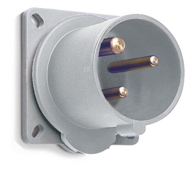 ABB 216B6 Inlet, panel mounting, 6h, 16A, IP44, minimized flange, straight, 2P+E Product Image