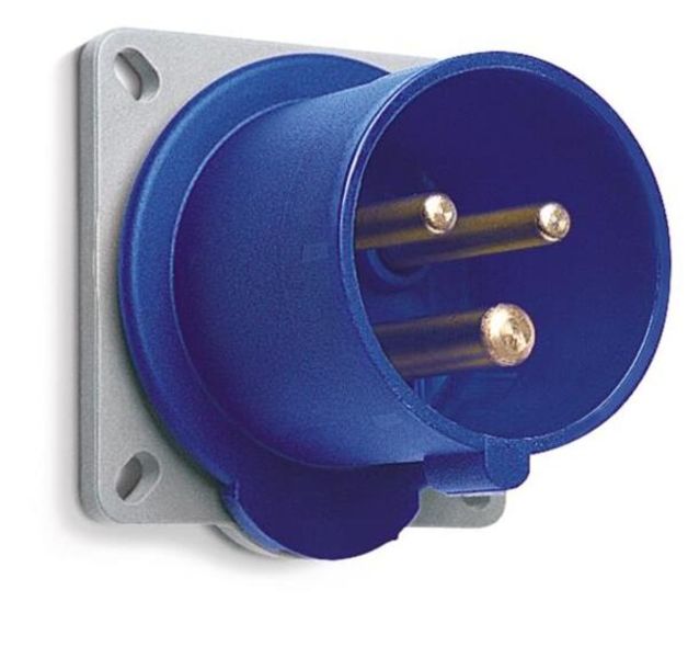 ABB 216B6 Inlet, panel mounting, 6h, 16A, IP44, minimized flange, straight, 2P+E Product Image