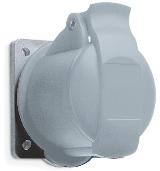 ABB 216R6  Socket-outlet, panel mounting, 6h, 16A, IP44, minimized flange, straight, 2P+E Product Image