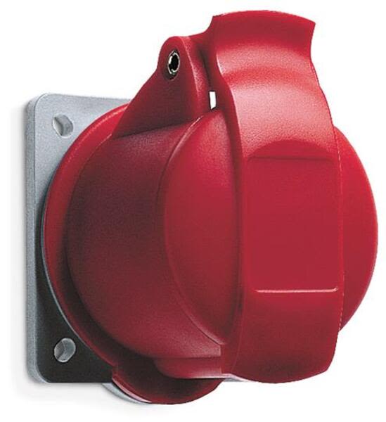 ABB 216R6  Socket-outlet, panel mounting, 6h, 16A, IP44, minimized flange, straight, 2P+E Product Image