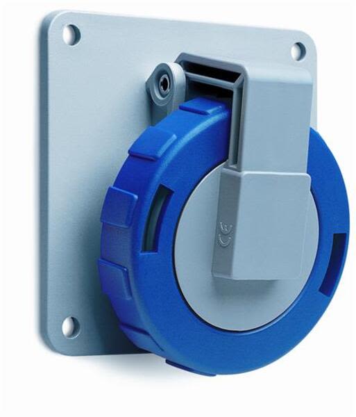 ABB 216RAU6W  Socket-outlet, panel mounting, 6h, 16A, IP67, unified flange, angled, 2P+E Product Image