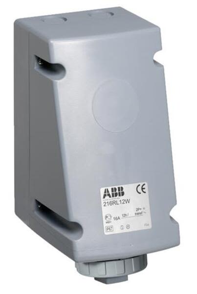 ABB 216RL12W  Surface socket-outlet for looping, 12h, 16A, IP67, 2P+E Product Image