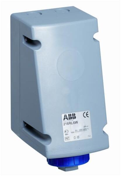 ABB 216RL6W Surface socket-outlet for looping, 6h, 16A, IP67, 2P+E Product Image