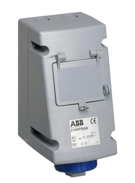 ABB 216RPR6W Socket-outlet with RCD, 6h, 30mA, 16A, IP67, 2P+E Product Image