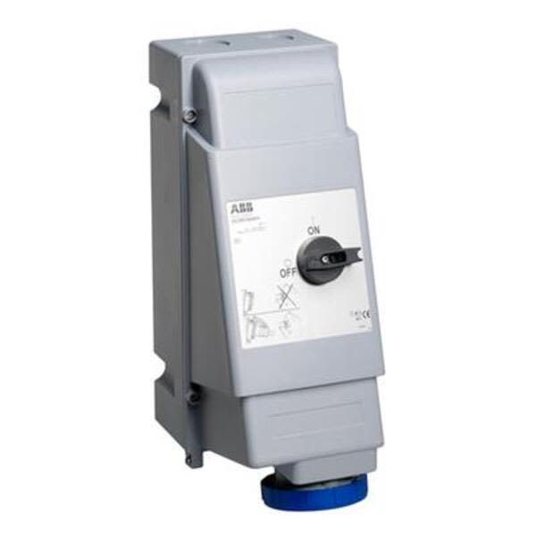 ABB 263MVS6WH Switched interlocked socket-outlet, vertical, Heavy Duty, 6h, 63A, IP67, 2P+E Product Image