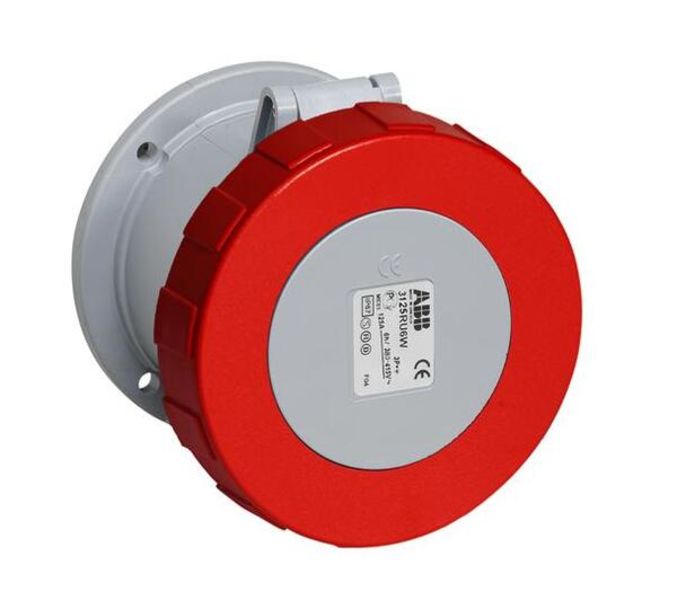 ABB 3125RU6W Socket-outlet, panel mounting, 6h, 125A, IP67, unified flange, straight, 3P+E Product Image
