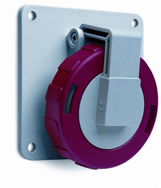 ABB 316RAU6W  Socket-outlet, panel mounting, 6h, 16A, IP67, unified flange, angled, 3P+E Product Image