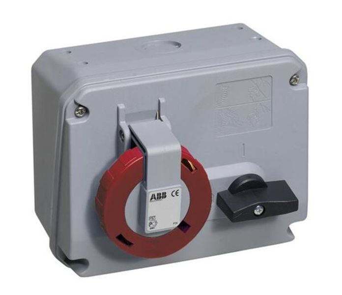 ABB 332MHS6W Switched interlocked socket-outlet, 6h, 32A, IP67, 3P+E Product Image