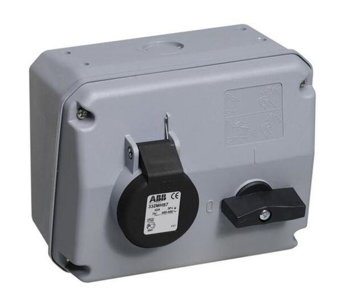 ABB 332MHS7 Switched interlocked socket-outlet, 7h, 32A, IP44, 3P+E Product Image
