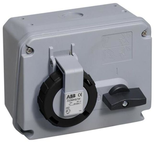 ABB 332MHS7W  Switched interlocked socket-outlet, 7h, 32A, IP67, 3P+E Product Image