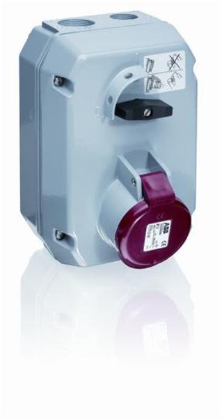 ABB 332MM11 Switched interlocked socket-outlet, 11h, 32A, IP44, 3P+E Product Image