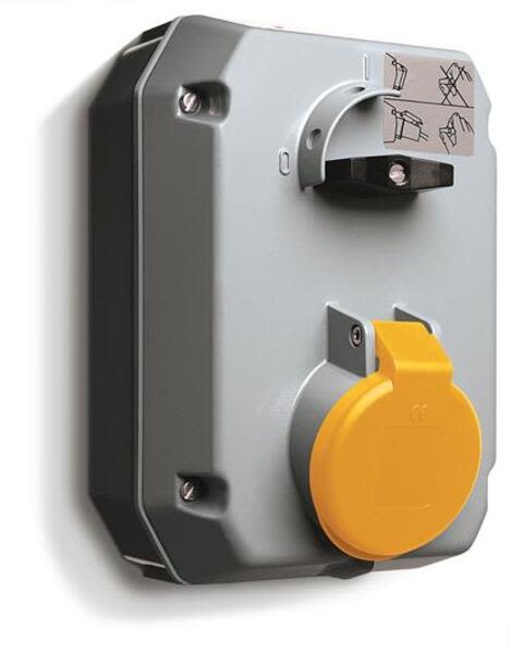 ABB 332MM4 Switched interlocked socket-outlet, 4h, 32A, IP44, 3P+E Product Image