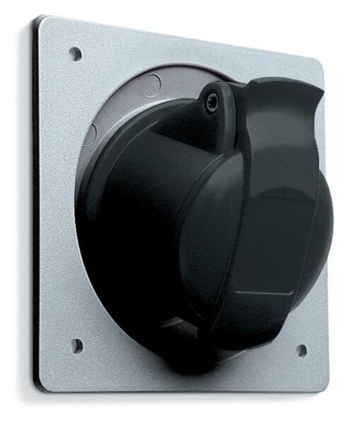 ABB 332RAU5 Socket-outlet, panel mounting, 5h, 32A, IP44, unified flange, angled, 3P+E Product Image