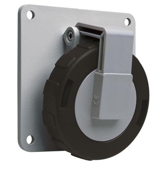ABB 332RAU5W Socket-outlet, panel mounting, 5h, 32A, IP67, unified flange, angled, 3P+E Product Image