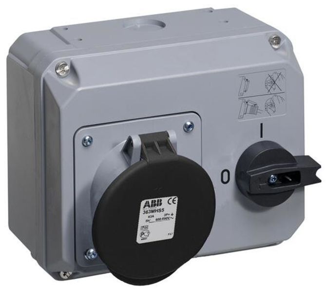 ABB 363MHS5 Switched interlocked socket-outlet, 5h, 63A, IP44, 3P+E Product Image