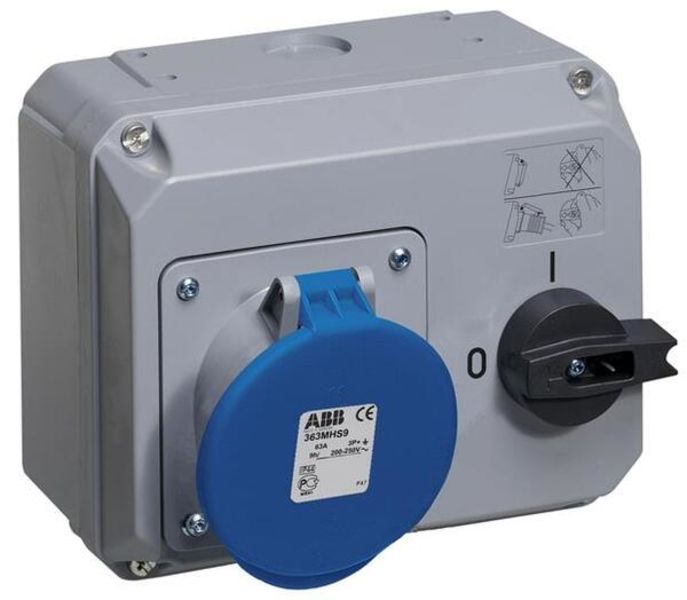 ABB 363MHS9 Switched interlocked socket-outlet, 9h, 63A, IP44, 3P+E Product Image