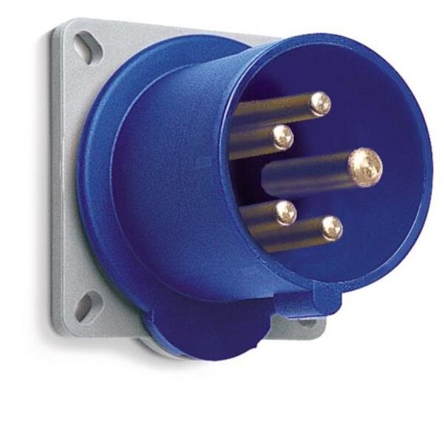 ABB 416B6 Inlet, panel mounting, 6h, 16A, IP44, minimized flange, straight, 3P+N+E Product Image