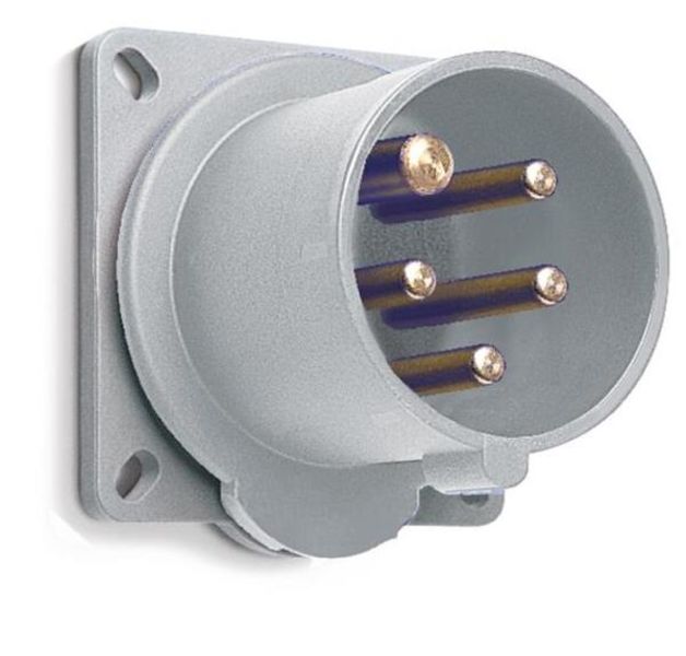ABB 416B6 Inlet, panel mounting, 6h, 16A, IP44, minimized flange, straight, 3P+N+E Product Image