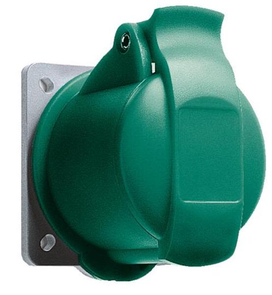 ABB 416R6 Socket-outlet, panel mounting, 6h, 16A, IP44, minimized flange, straight, 3P+N+E Product Image