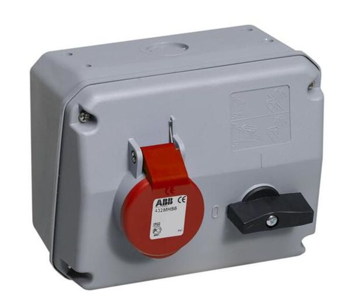 ABB 432MHS6 Switched interlocked socket-outlet, 6h, 32A, IP44, 3P+N+E Product Image