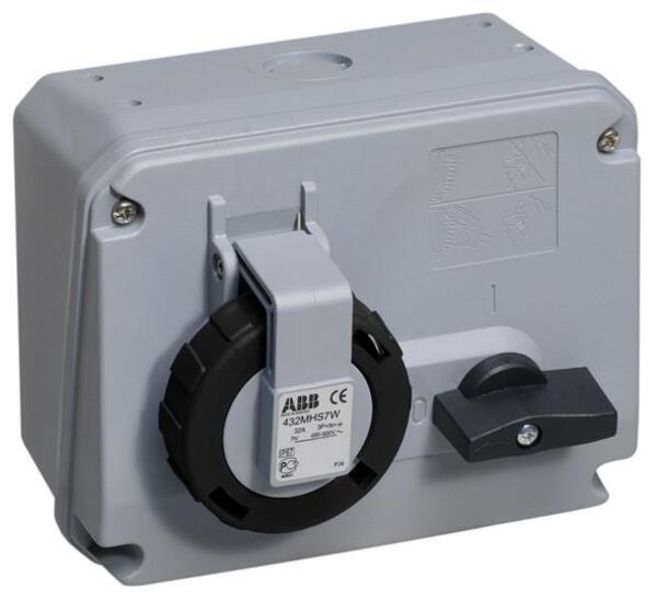 ABB 432MHS7W Switched interlocked socket-outlet, 7h, 32A, IP67, 3P+N+E Product Image