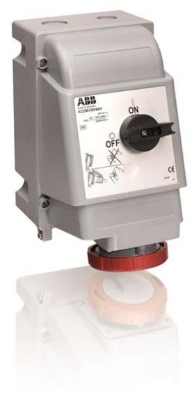 ABB 432MVS6WH Switched interlocked socket-outlet, vertical, Heavy Duty, 6h, 32A, IP67, 3P+N+E Product Image