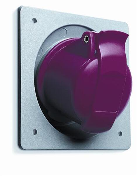 ABB 432RAU6 Socket-outlet, panel mounting, 6h, 32A, IP44, unified flange, angled, 3P+N+E Product Image