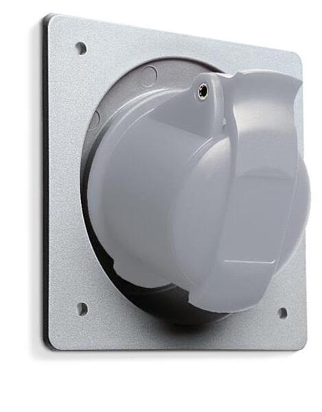 ABB 432RAU6 Socket-outlet, panel mounting, 6h, 32A, IP44, unified flange, angled, 3P+N+E Product Image