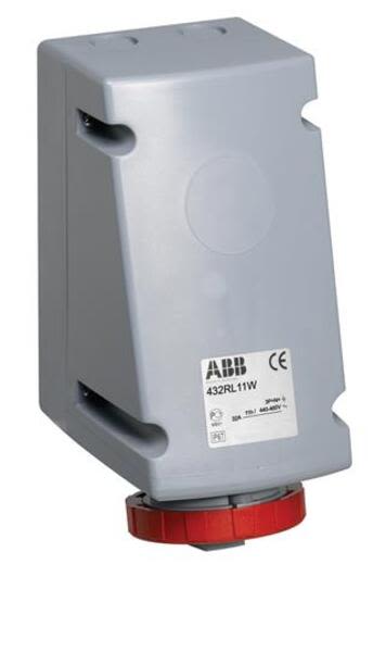 ABB 432RL11W  Surface socket-outlet for looping, 11h, 32A, IP67, 3P+N+E Product Image