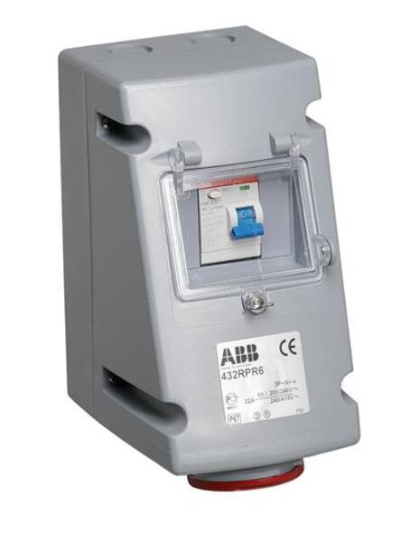 ABB 432RPR6 Socket-outlet with RCD, 6h, 30mA, 32A, IP44, 3P+N+E Product Image