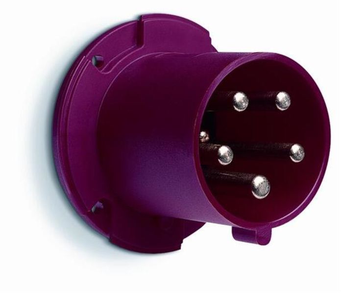 ABB 463BU6 Inlet, panel mounting, 6h, 63A, IP44, unified flange, straight, 3P+N+E Product Image