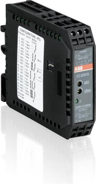 ABB CC-E-RTD-I-1SVR011734R1500 CC-E RTD/I Temp. converter, singlef. PT100 -50...+50&#176;C / 0-20mA, 24VDC Product Image