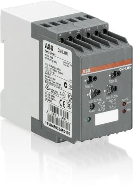 ABB CM-LWN-1SVR450330R0100 CM-LWN Motor load monitor, 2x1c/o L1-L2-L3=500VAC,L1/k-L1/l=20A,110-130VAC Product Image