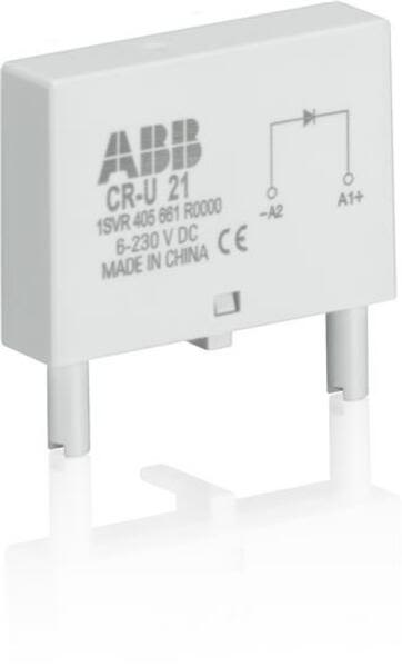ABB CR-U-21 CR-U 21 Pluggable module polarity protection, 6-220VDC,A1+, A2- Product Image