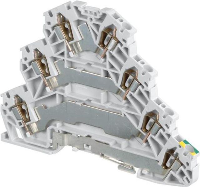 ABB D2.5-5.T3.P.L D2.5/5.T3.P.L Spring Terminal Blocks - Triple deck + Ground - Grey, Green-Yellow Product Image