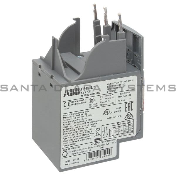 ABB EF19-2.7 Overload Relay | 1SAX121001R1103 Product Image