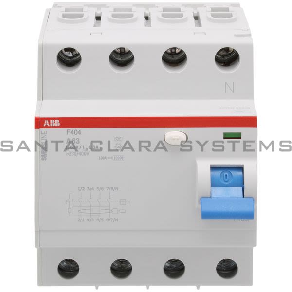 ABB F404A63-0.3 F404A63/0.3 Residual current operated circuit breaker 3PN,63A,300mA SMISSLINE Product Image