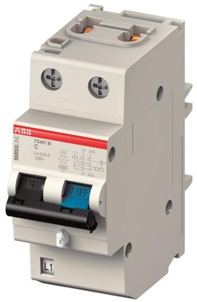 ABB FS401M-B13-0-03 FS401M-B13/0,03  Residual Current Circuit Breaker with overcurrent Protection  2 Poles  B Characteristic  13A  10000  ~2 Product Image
