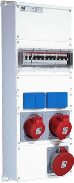 ABB M63-1 Modular Combi Metal, 63A, 1x3P+N+E 16A, 1x3P+N+E 32A, 1x3P+N+E 63A, 250x704x188, 2x10/16A, IP44 Product Image