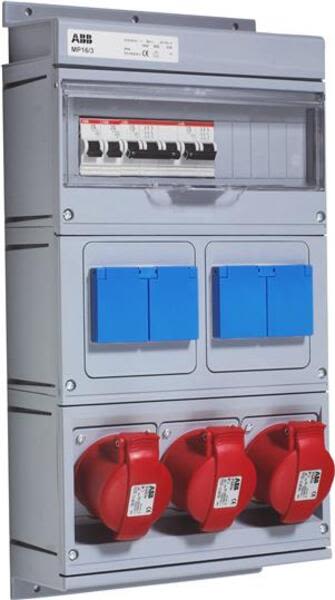 ABB MP16-3-PLASTIC Modular Combi Plastic, 16A, 3x3P+N+E, 250x430x160, 4x10/16A, IP44 Product Image