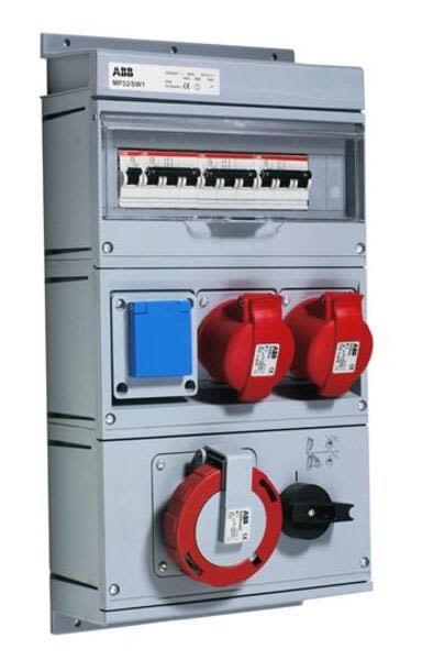 ABB MP32-SW1 Modular Combi Plastic with interlocked socket outlet, 32A, 2x3P+N+E 16A, 1x3P+N+E 32A, 250x430x160, 1x10/16A, IP44 Product Image