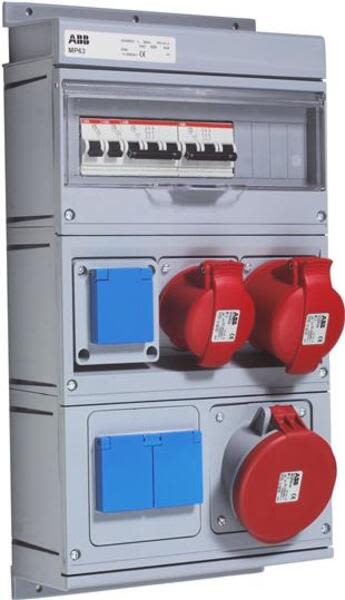 ABB MP63-PLASTIC Modular Combi Plastic, 63A, 1x3P+N+E 16A, 1x3P+N+E 32A, 1x3P+N+E 63A, 250x430x160, 3x10/16A, IP44 Product Image