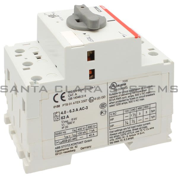 ABB MS325-6.3 Manual Motor Starter | 1SAM150000R1009 Product Image