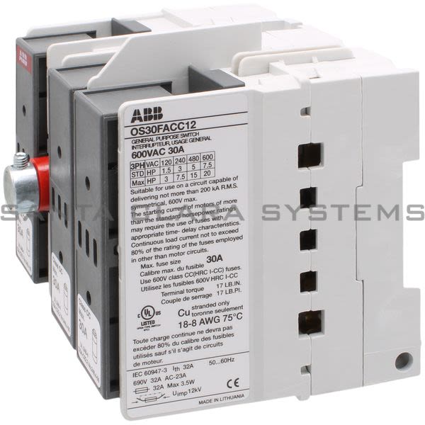 ABB OS30FACC12 Fusible Switch | 1SCA108813R1001 Product Image