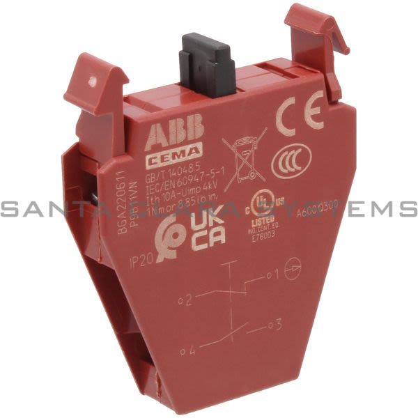 ABB P9B11VN Contact Block 1No 1NC Screw Term 10A-AC 2.5A-DC Product Image